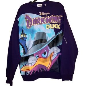 Disney Darkwing Duck Sweater Sweatshirt Pullover LARGE Purple - NEW w/ Tags